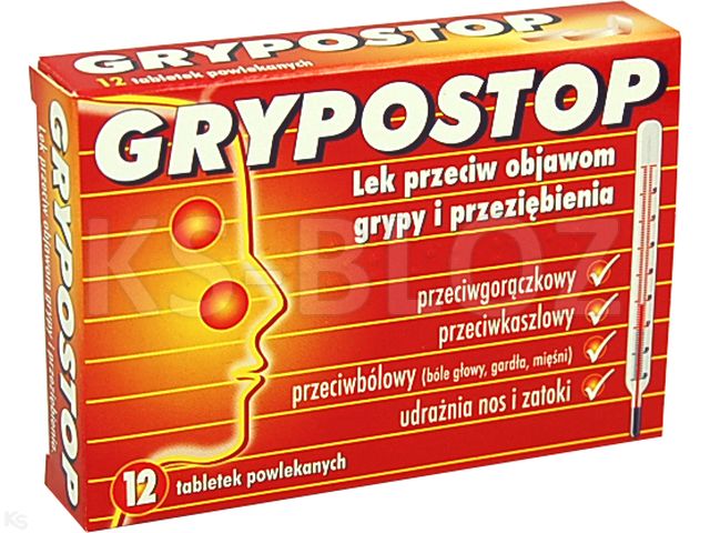 Grypostop interakcje ulotka tabletki powlekane 325mg+30mg+15mg 12 tabl.