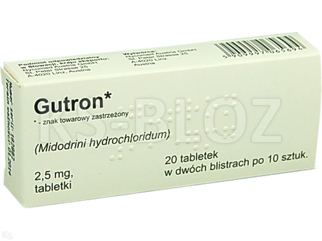 Gutron interakcje ulotka tabletki 2,5 mg 20 tabl. | (2 blist. po 10 tabl.)