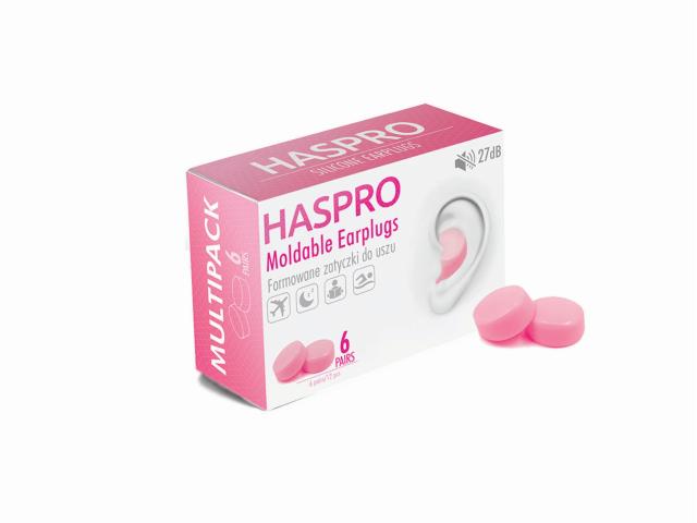 Haspro Moldable Earplugs Zatyczki do uszu formowane pink interakcje ulotka zatyczki  12 szt.