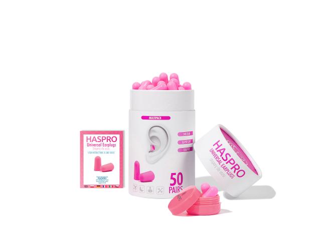 Haspro Universal Earplugs Stopery do uszu pink interakcje ulotka stopery  100 szt. (50 par)