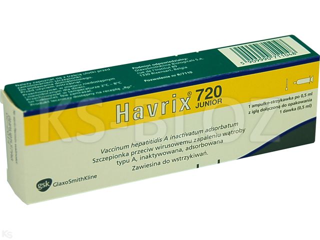 Havrix 720 Junior interakcje ulotka zawiesina do wstrzykiwań 720 j. Elisa 1 amp.-strz. po 0.5 ml | + osobna igła