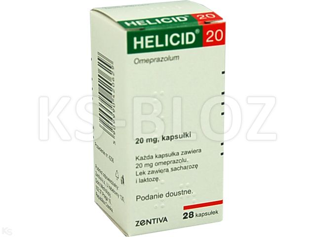 Helicid 20 interakcje ulotka kapsułki dojelitowe twarde 20 mg 28 kaps. | butelka