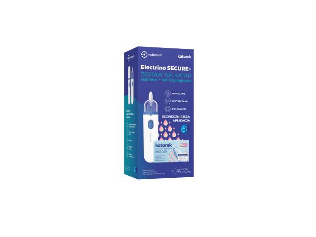 HelpMedi Katarek Electrino Secure+ Zestaw na katar aspirator + sól fizjologiczna interakcje ulotka zestaw - 1 szt.