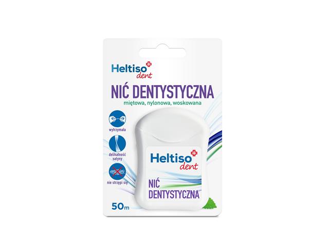 Heltiso Dent Nić dentystyczna woskowana miętowa nylonowa interakcje ulotka nić dentystyczna  50 m