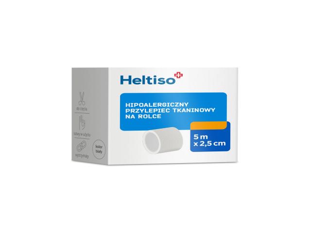 Heltiso Przylepiec tkaninowy na rolce 5 m x 2,5 cm interakcje ulotka opaska  1 szt.