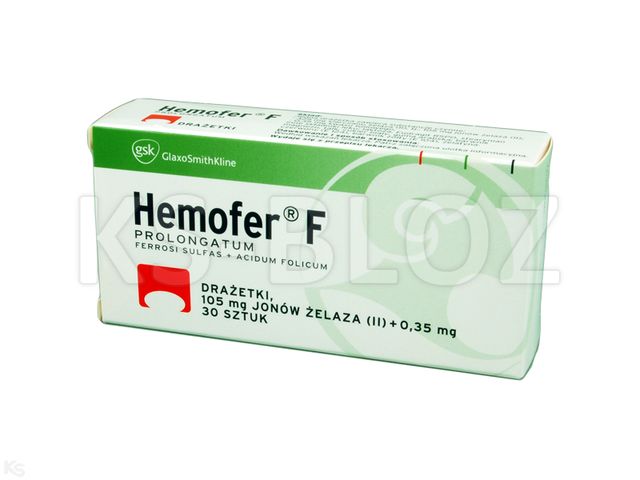Hemofer F Prolongatum interakcje ulotka tabletki drażowane 105 mg Fe (II) 30 tabl.