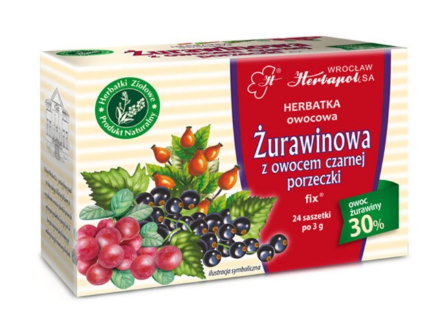 Herbatka owocowa Żurawinowa z owocem czarnej porzeczki fix interakcje ulotka zioła do zaparzania w saszetkach  24 sasz.