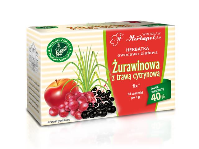 Herbatka owocowo-ziołowa żurawinowa z trawą cytrynową fix interakcje ulotka zioła do zaparzania w saszetkach - 24 sasz. po 3 g