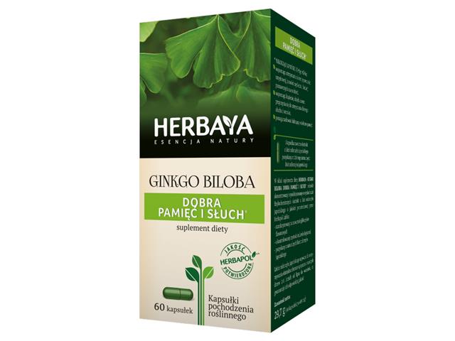 Herbaya Ginkgo Biloba Dobra Pamięć I Słuch interakcje ulotka kapsułki - 60 kaps.