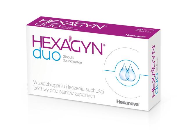 Hexagyn Duo interakcje ulotka globulki dopochwowe  10 glob. po 2 g