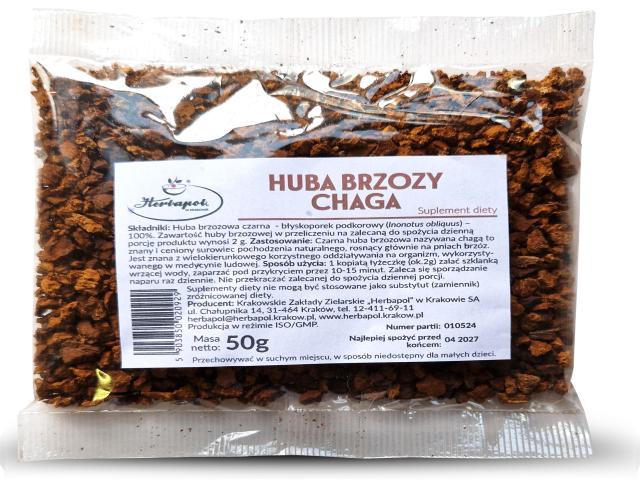 Huba Brzozy Chaga interakcje ulotka zioła sypkie - 50 g