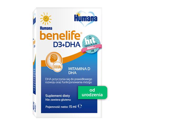 Humana Benelife D3+DHA interakcje ulotka płyn  15 ml