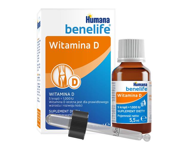 Humana benelife Witamina D interakcje ulotka krople  5.5 ml