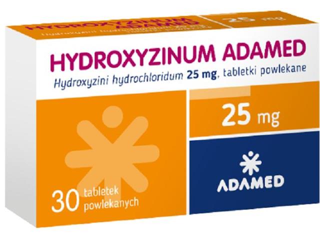 Hydroxyzinum Adamed interakcje ulotka tabletki powlekane 25 mg 30 tabl.