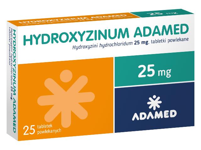 Hydroxyzinum Adamed interakcje ulotka tabletki powlekane 25 mg 25 tabl.