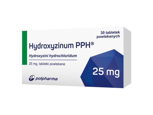 Hydroxyzinum PPH interakcje ulotka tabletki powlekane 25 mg 30 tabl.