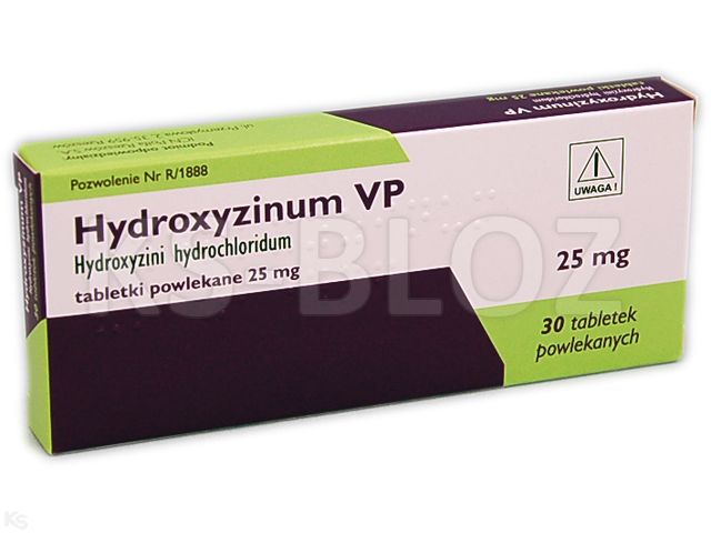 Hydroxyzinum Vp interakcje ulotka tabletki powlekane 25 mg 30 tabl. | 1 blist.po 30 szt.