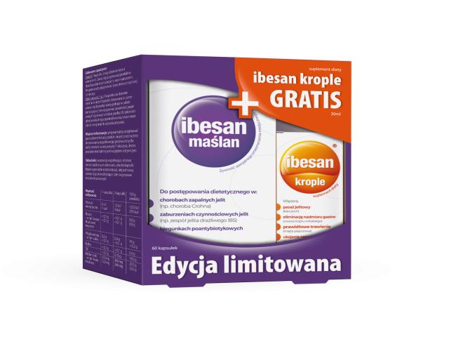 Ibesan Maślan + Krople interakcje ulotka zestaw  60 kaps. + 30 ml