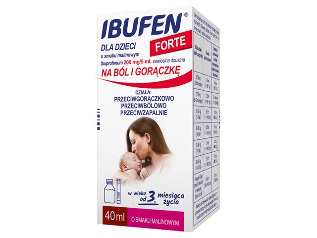 Ibufen Dla Dzieci Forte o smaku malinowym (Ibufen) interakcje ulotka zawiesina doustna 200 mg/5ml 40 ml (but.)