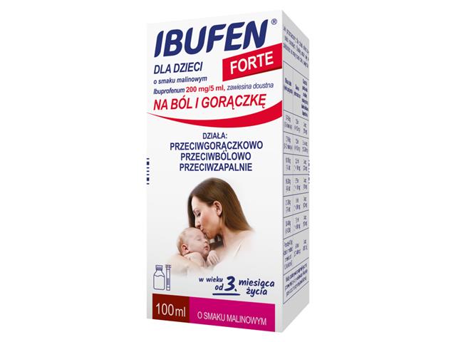 Ibufen Dla Dzieci Forte o smaku malinowym interakcje ulotka zawiesina doustna 200 mg/5ml 
