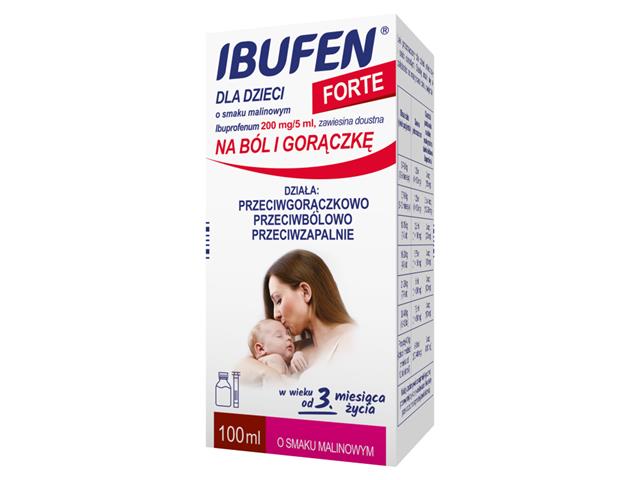 Ibufen Dla Dzieci Forte o smaku malinowym interakcje ulotka zawiesina doustna 200 mg/5ml 100 ml