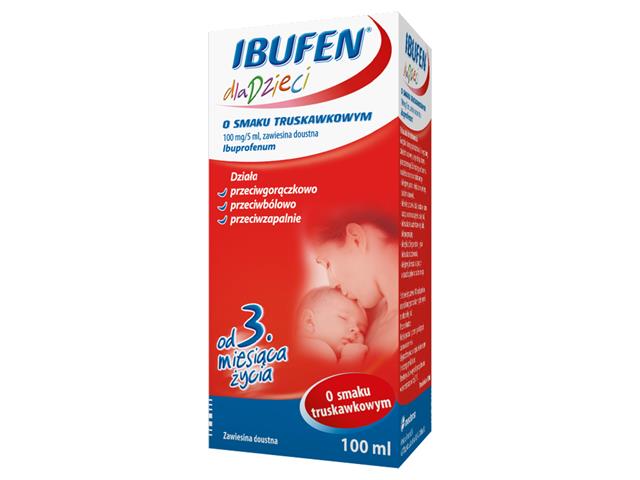 Ibufen Dla Dzieci o smaku truskawkowym interakcje ulotka zawiesina doustna 100 mg/5ml 100 ml