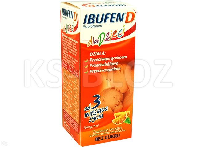 Ibufen Dla Dzieci o smaku truskawkowym interakcje ulotka zawiesina doustna 100 mg/5ml 120 ml | (but. PET + strzykawka)