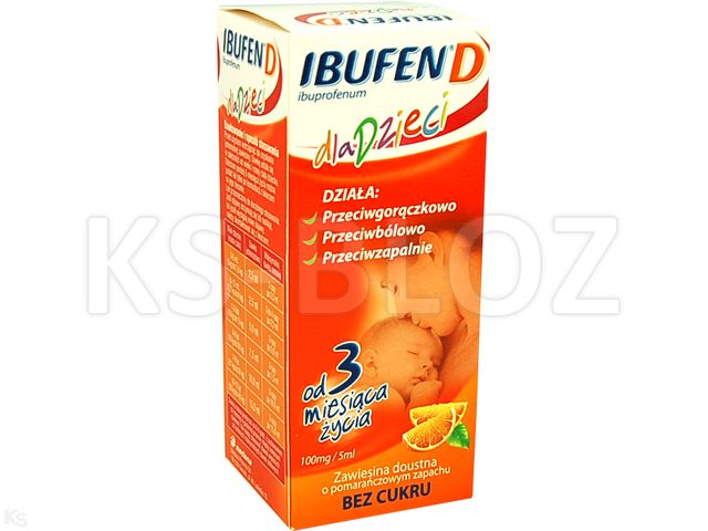 Ibufen Dla Dzieci o smaku truskawkowym interakcje ulotka zawiesina doustna 100 mg/5ml 120 ml (but. PET + strzykawka)