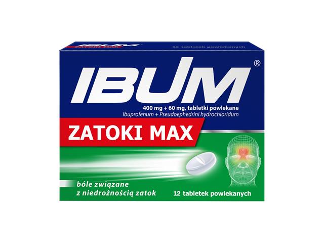 Ibum Zatoki Max interakcje ulotka tabletki powlekane 400mg+60mg 12 tabl.