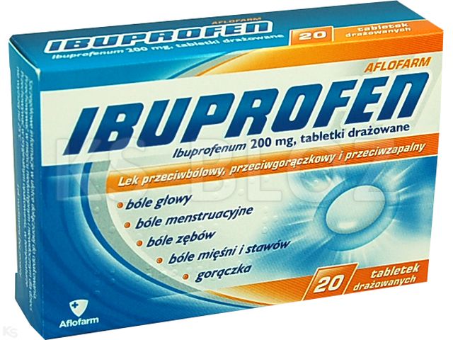 Ibuprofen Aflofarm interakcje ulotka tabletki drażowane 200 mg 20 tabl. (2 blist. po 10 tabl.)