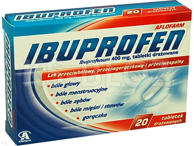 Ibuprofen Aflofarm interakcje ulotka tabletki drażowane 400 mg 20 tabl. | (2 blist. po 10 tabl.)