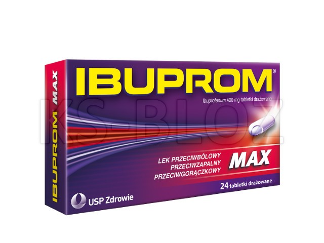 Ibuprom Max interakcje ulotka tabletki drażowane 400 mg 24 tabl. | 2 blist.po 12 szt.