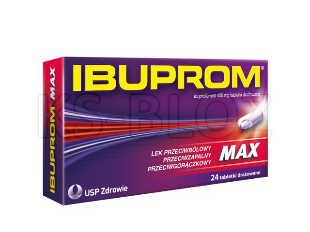 Ibuprom Max interakcje ulotka tabletki drażowane 400 mg 24 tabl. (2 blist. po 12 tabl.)