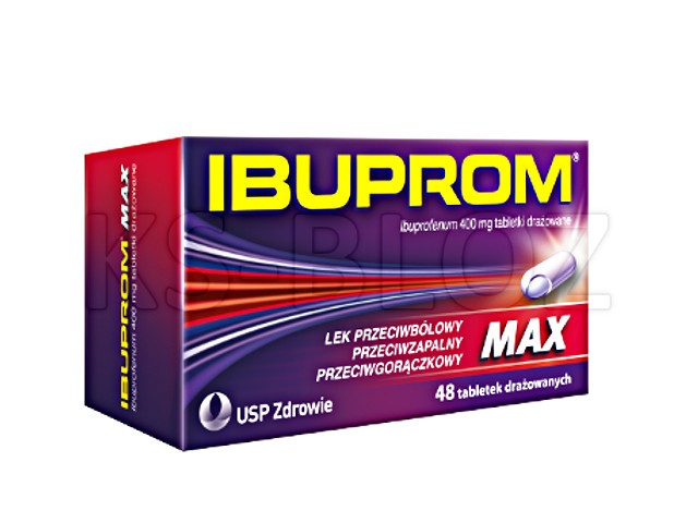 Ibuprom Max interakcje ulotka tabletki drażowane 400 mg 48 tabl. (but.)