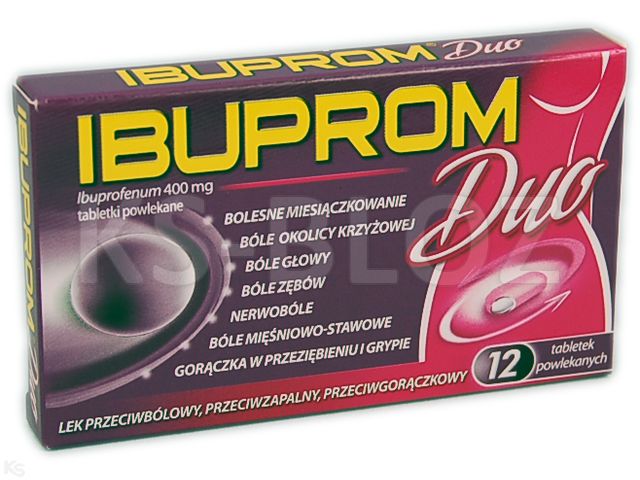 Ibuprom Rr interakcje ulotka tabletki powlekane 400 mg 12 tabl. | 1 blist.a 12 szt.