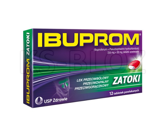 Ibuprom Zatoki interakcje ulotka tabletki powlekane 200mg+30mg 12 tabl. (blist.)