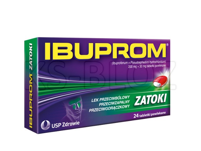 Ibuprom Zatoki interakcje ulotka tabletki powlekane 200mg+30mg 24 tabl.