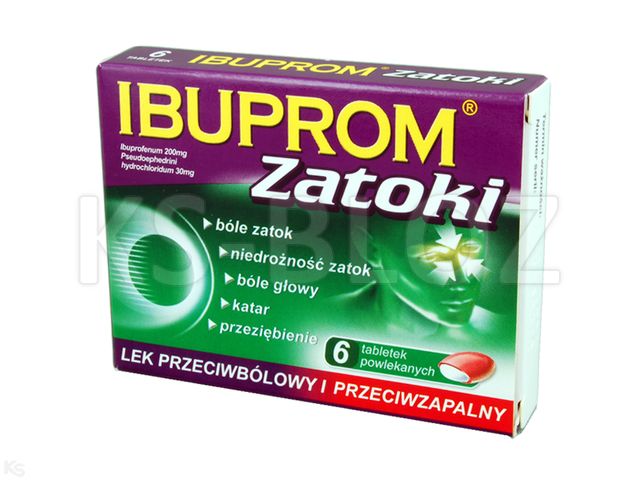 Ibuprom Zatoki interakcje ulotka tabletki powlekane 200mg+30mg 6 tabl. | blister