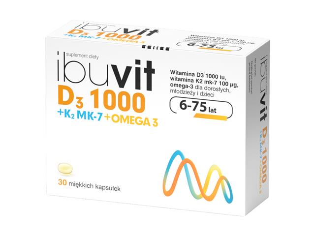 Ibuvit D3 1000 + K2 MK-7 Omega 3 interakcje ulotka kapsułki miękkie  30 kaps. | blister