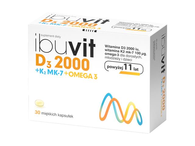 Ibuvit D3 2000 + K2 MK7 Omega 3 interakcje ulotka kapsułki miękkie  30 kaps. | blister