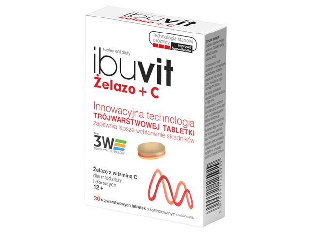 Ibuvit Żelazo + C interakcje ulotka tabletki  30 tabl.