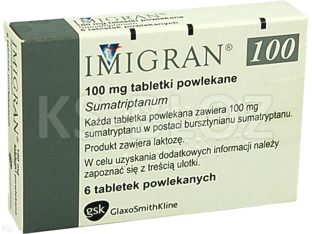 Imigran interakcje ulotka tabletki powlekane 100 mg 6 tabl. (1 blist. po 6 tabl.)