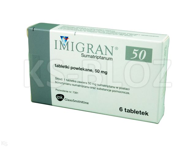 Imigran interakcje ulotka tabletki powlekane 50 mg 6 tabl. | 3 blist.po 2szt.