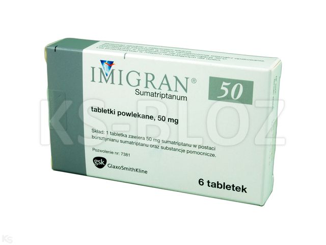 Imigran interakcje ulotka tabletki powlekane 50 mg 6 tabl. (3 blist. po 2 tabl.)