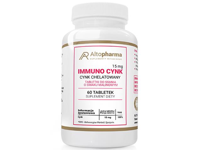 Immuno Cynk 15mg interakcje ulotka tabletki do ssania - 60 tabl.