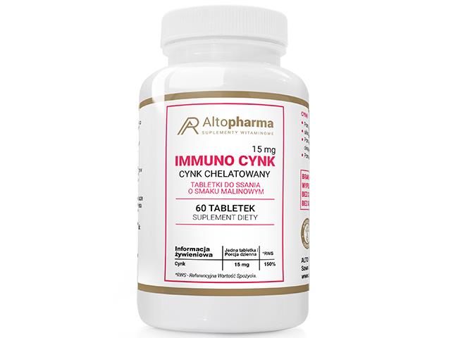 Immuno Cynk 15mg interakcje ulotka tabletki do ssania  60 tabl.