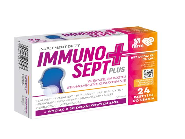 Immunosept Plus interakcje ulotka pastylki do ssania  24 pastyl.