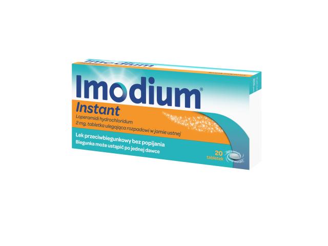 Imodium Instant interakcje ulotka tabletki ulegające rozpadowi w jamie ustnej 2 mg 20 tabl.