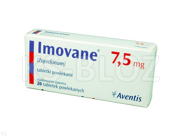 Imovane interakcje ulotka tabletki powlekane 7,5 mg 20 tabl. | (2 blist. po 10 tabl.)