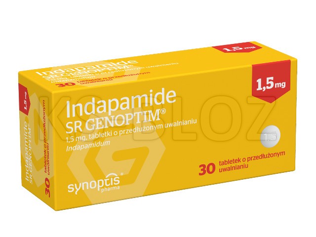 Indapamide SR Genoptim interakcje ulotka tabletki o przedłużonym uwalnianiu 1,5 mg 30 tabl.